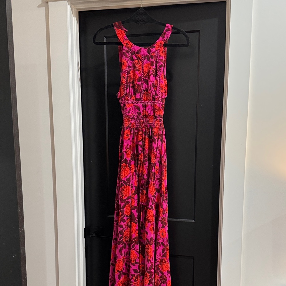 Floral Pink and Red Maxi Dress